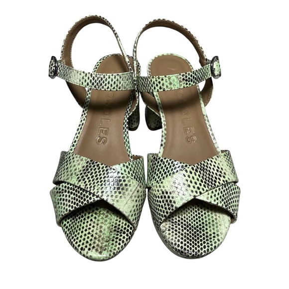 Aerosoles Cosmos Sandals Size 8.5 Gleam Snake Print Leather Platform Block Heel - Picture 2 of 12